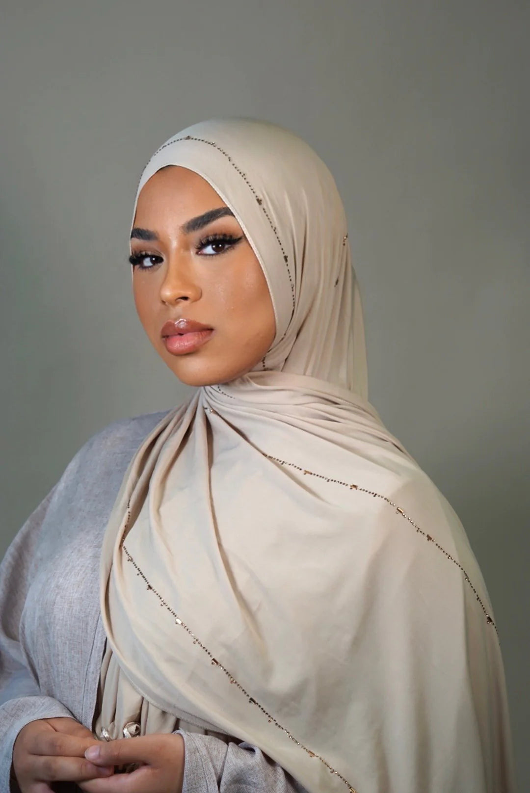 Diamont Jersey Hijab Cream