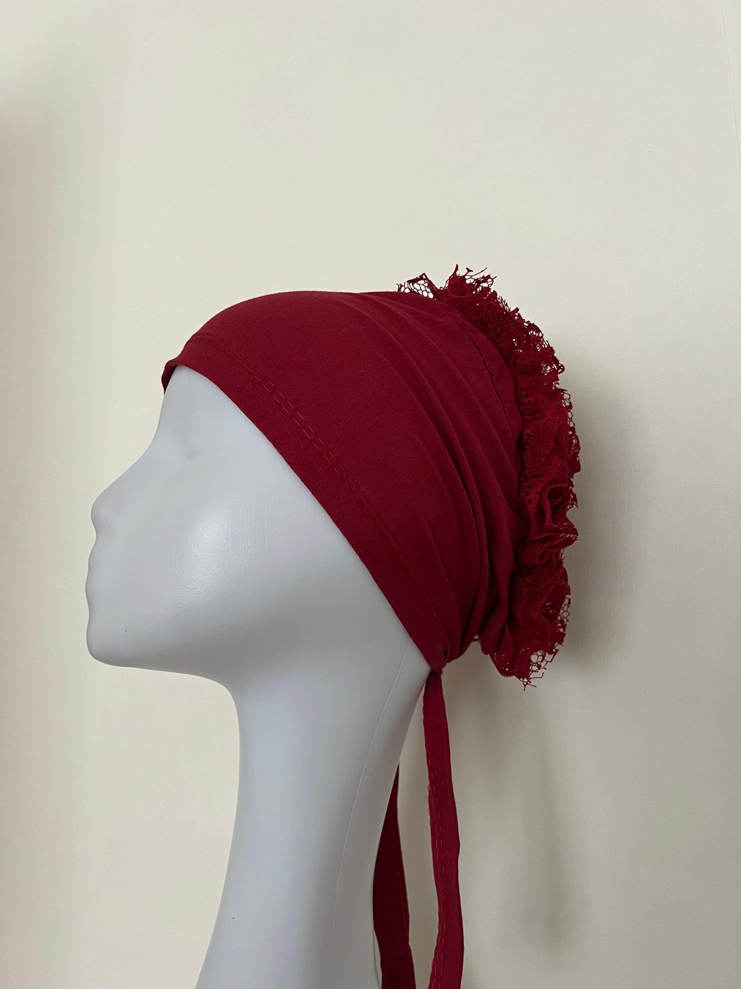 Bonnet Untermütze Weinrot