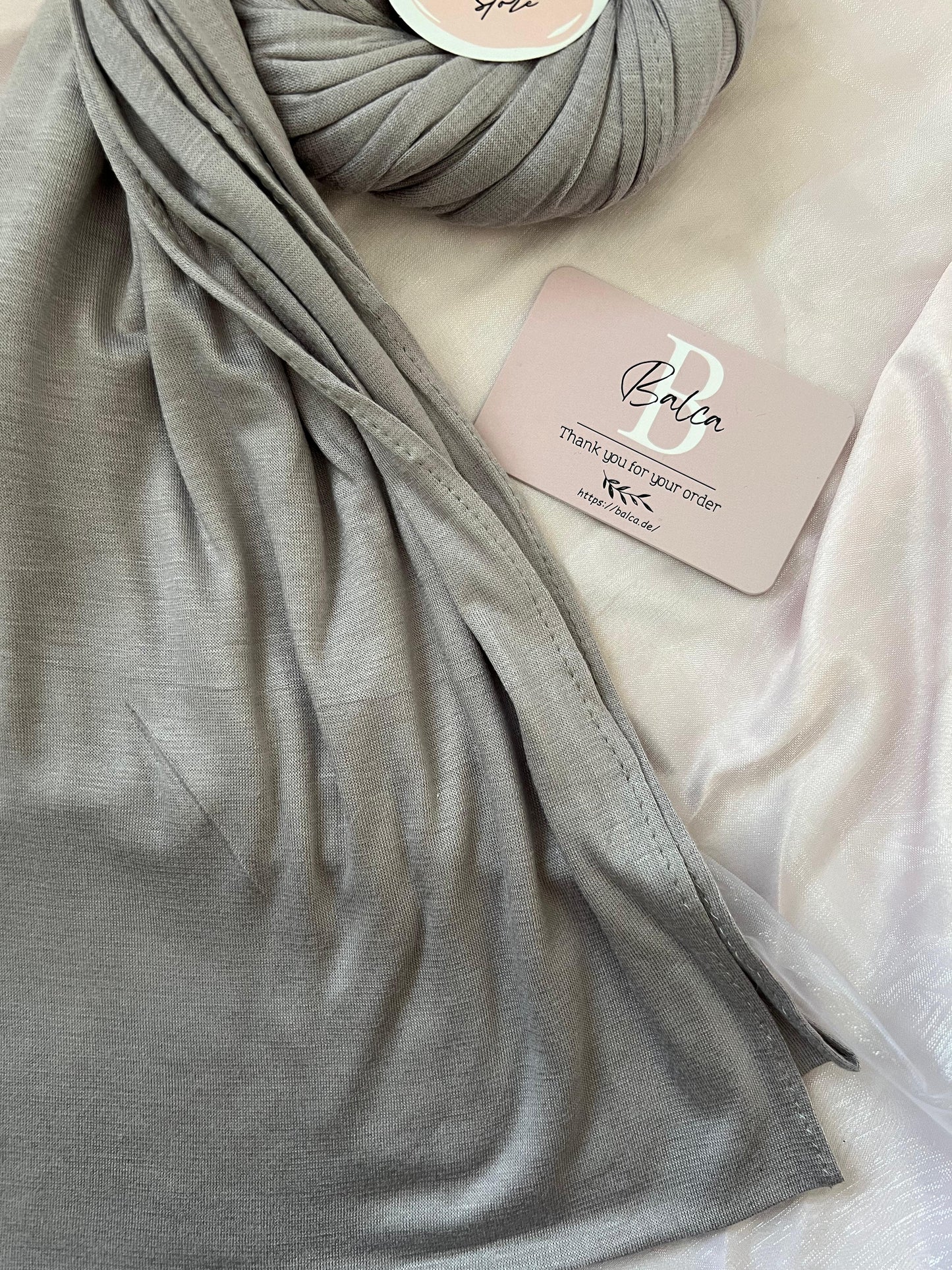 Luxus Bambu Jersey Hijab Silber