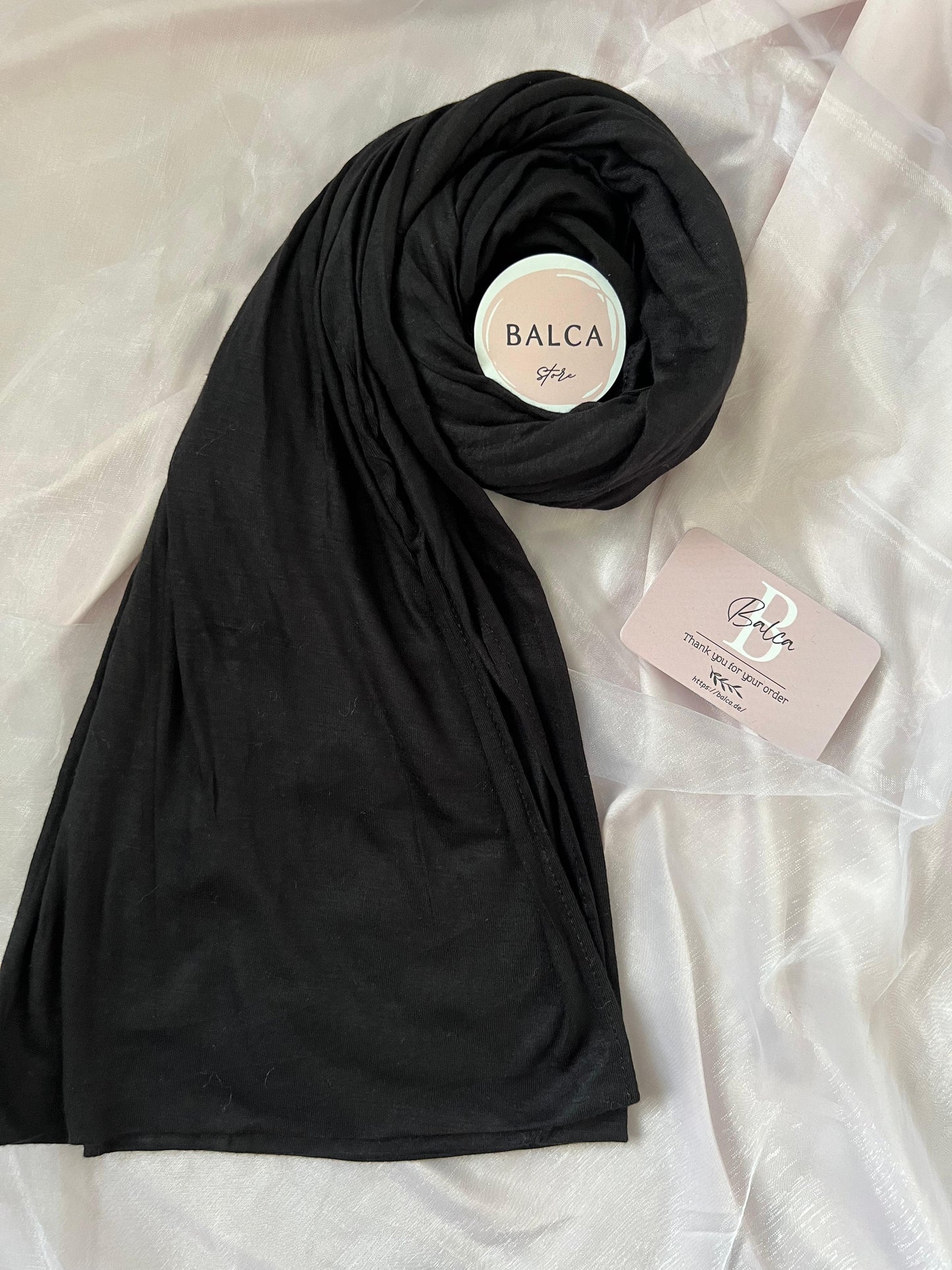 Luxus Bambu Jersey Hijab Schwarz
