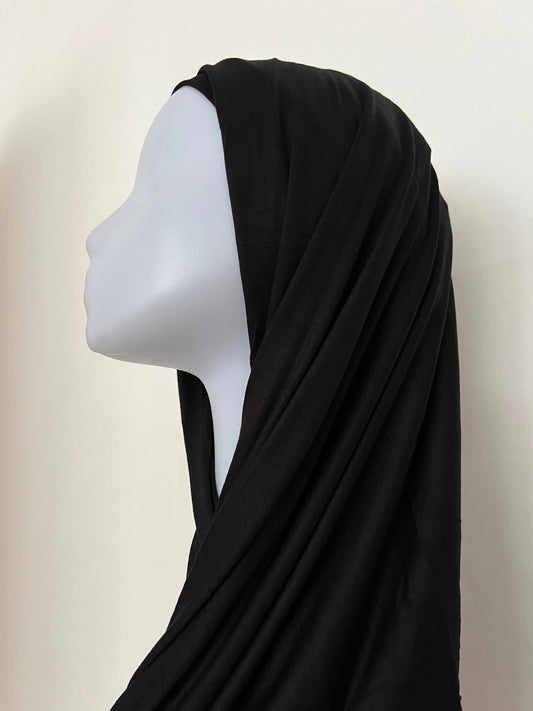 Bonnet mit Jersey Hijab Set Schwarz