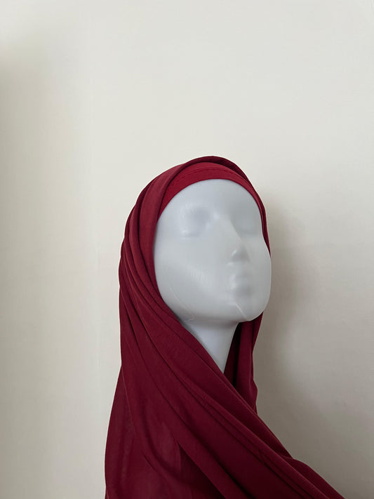 Bonnet mit Jersey Hijab Set Weinrot